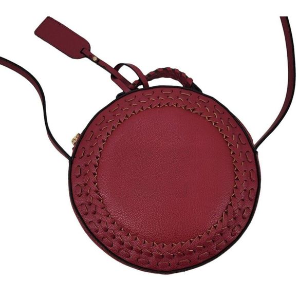 Sole Society Crossbody Round Bag Vegan Leather Red New Purse - Picture 4 of 7